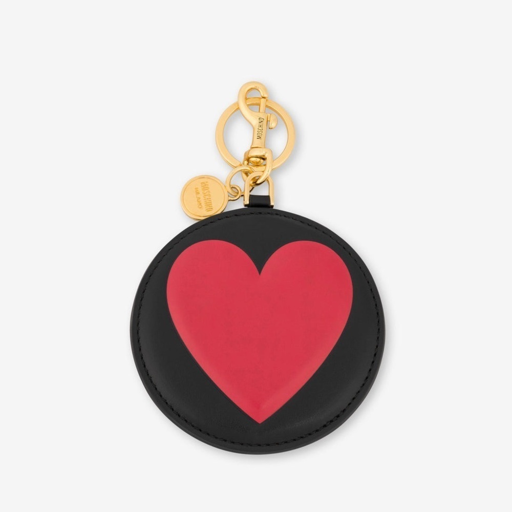 Moschino Milano Couture Big Heart calfskin keychain NEW